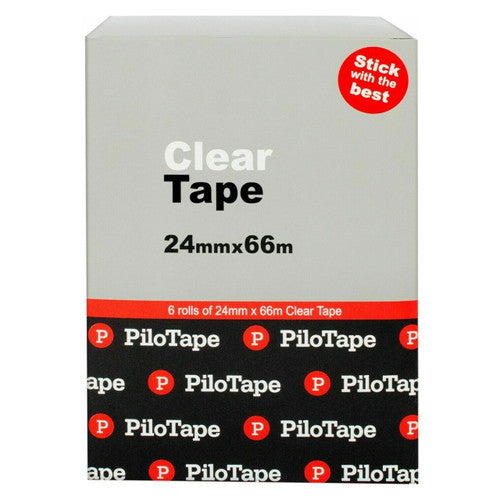 PiloTape Premium Stationery Clear Tape 24mm x 66m Box of 6
