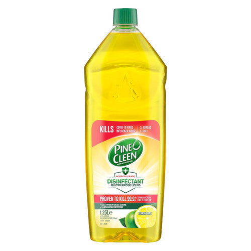 Pine O Cleen Antibacterial Liquid Disinfectant Lemon Lime 1.25 Litre Carton of 8