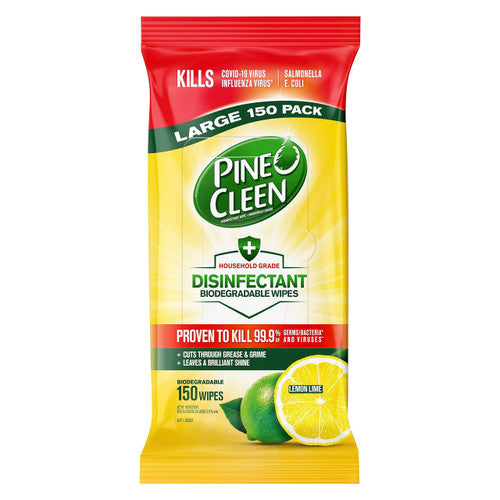 Pine O Cleen Disinfectant Wipes Lemon Lime 150 Pack Carton of 3