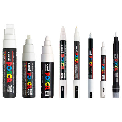 Posca Paint Marker Pen Assorted Tip Sizes White Wallet of 8