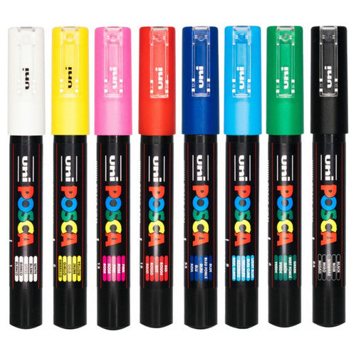 Posca PC-1M Paint Marker Pen Bullet Extra Fine Assorted Wallet of 8