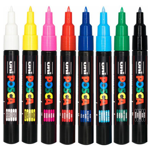Posca PC-1M Paint Marker Pen Bullet Extra Fine Assorted Wallet of 8