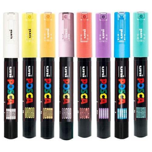 Posca PC-1M Paint Marker Pen Bullet Extra Fine Pastel Assorted Wallet of 8