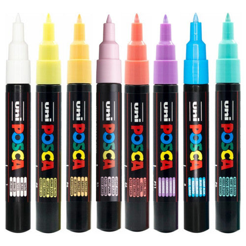 Posca PC-1M Paint Marker Pen Bullet Extra Fine Pastel Assorted Wallet of 8