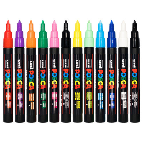 Posca PC-3M Paint Marker Pen Bullet Fine Bright Assorted Set of 12