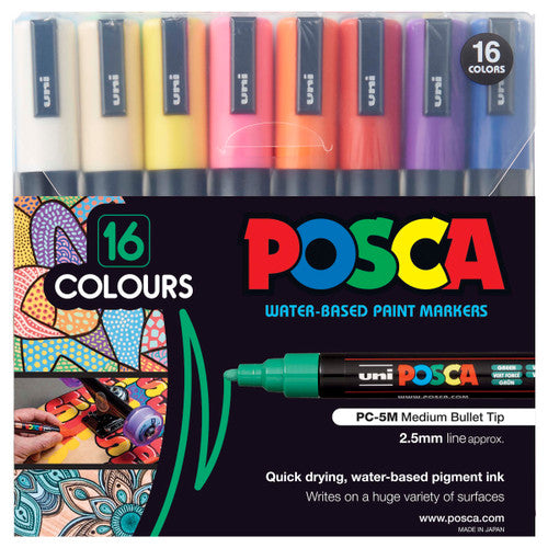 Posca PC-5M Paint Marker Pen Bullet Medium Assorted Wallet of 16