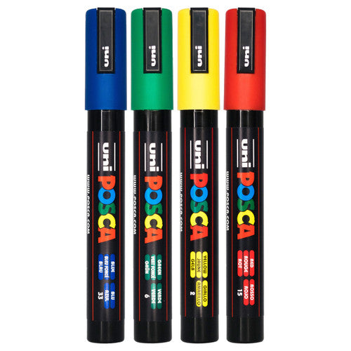 Posca PC-5M Paint Marker Pen Bullet Medium Assorted Wallet of 4