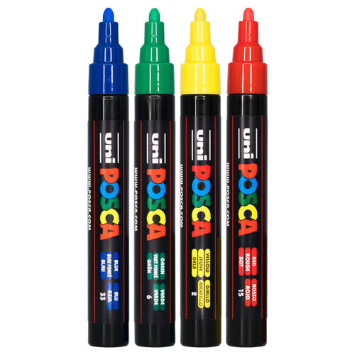 Posca PC-5M Paint Marker Pen Bullet Medium Assorted Wallet of 4