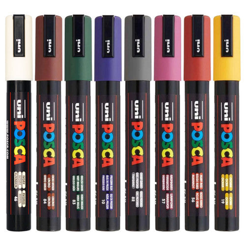 Posca PC-5M Paint Marker Pen Bullet Medium Dark Assorted Wallet of 8