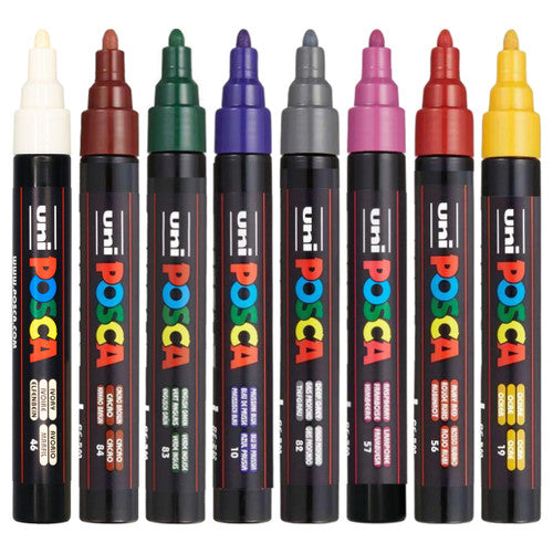 Posca PC-5M Paint Marker Pen Bullet Medium Dark Assorted Wallet of 8