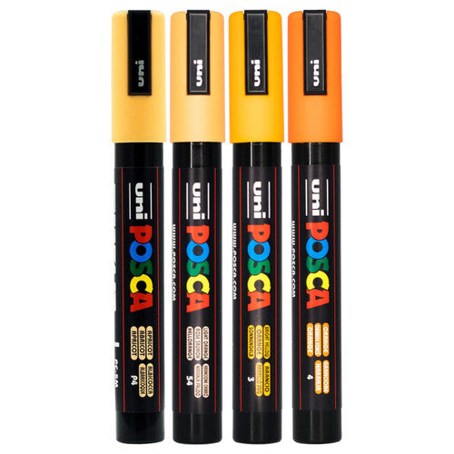 Posca PC-5M Paint Marker Pen Bullet Medium Orange Assorted Wallet of 4