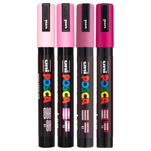 Posca PC-5M Paint Marker Pen Bullet Medium Pink Assorted Wallet of 4