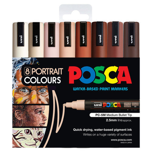 Posca PC-5M Paint Marker Pen Bullet Medium Portrait Assorted Wallet of 8