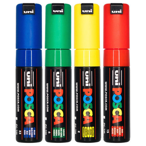 Posca PC-7M Paint Marker Pen Bullet Bold Assorted Wallet of 4