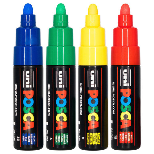 Posca PC-7M Paint Marker Pen Bullet Bold Assorted Wallet of 4