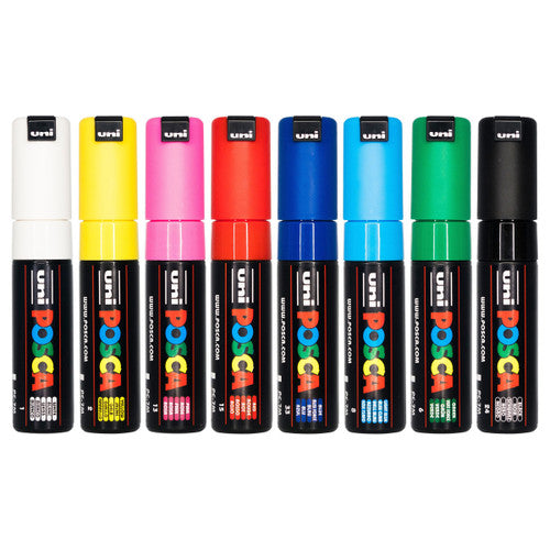 Posca PC-7M Paint Marker Pen Bullet Bold Assorted Wallet of 8