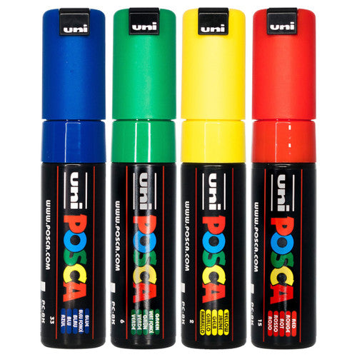 Posca PC-8K Paint Marker Pen Chisel Bold Assorted Wallet of 4