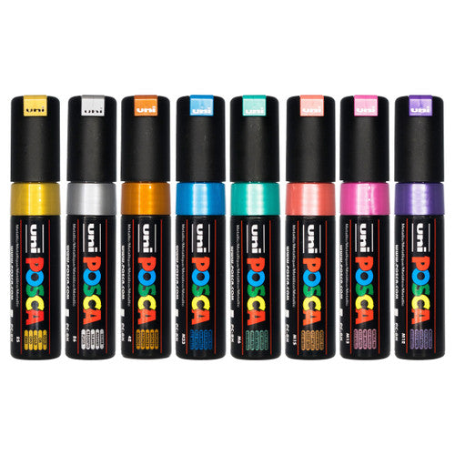 Posca PC-8K Paint Marker Pen Chisel Bold Metallic Assorted Wallet of 8