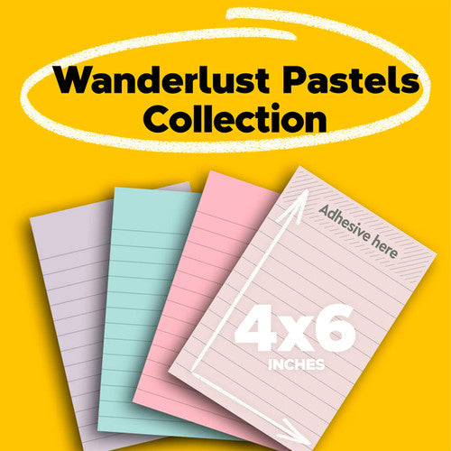 Post-it Super Sticky Notes Lined Assorted Pastels 101 x 152mm Pack of 4 4621R-4SSNRP