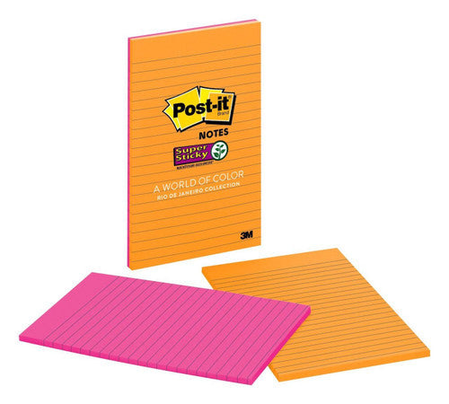 Post-it Super Sticky Notes Lined Rio De Janeiro 127 x 203mm Pack of 4 5845-SSUC
