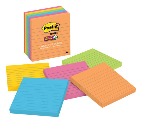 Post-it Super Sticky Notes Lined Rio De Janeiro 101 x 101mm Pack of 6 675-6SSUC