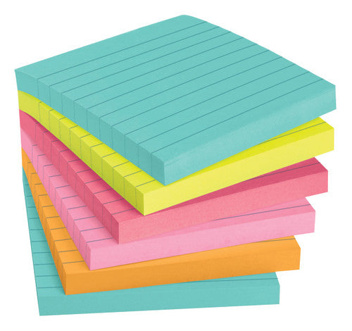 Post-it Super Sticky Notes Lined Miami 101 x 101mm Pack of 6 675-6SSMIA