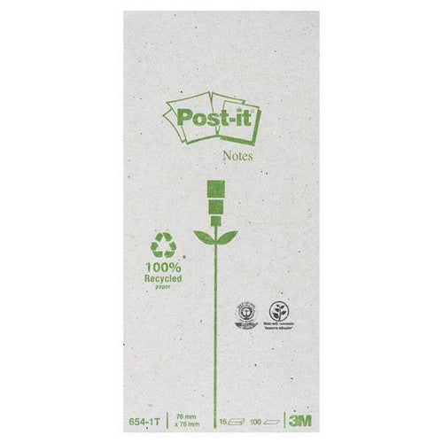 Post-it Recycled Notes Canary Yellow 76 x 76mm Pack of 16 654-RTY