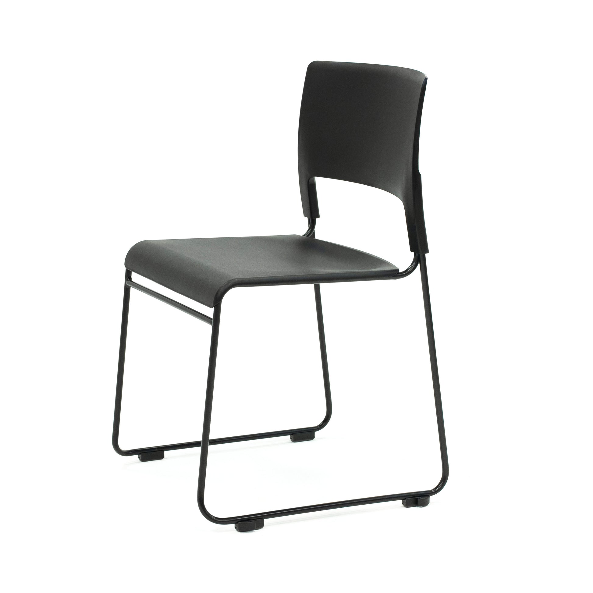 Apollo Sled Base Stacking Chair Black With Upholstered Seat Pad-2