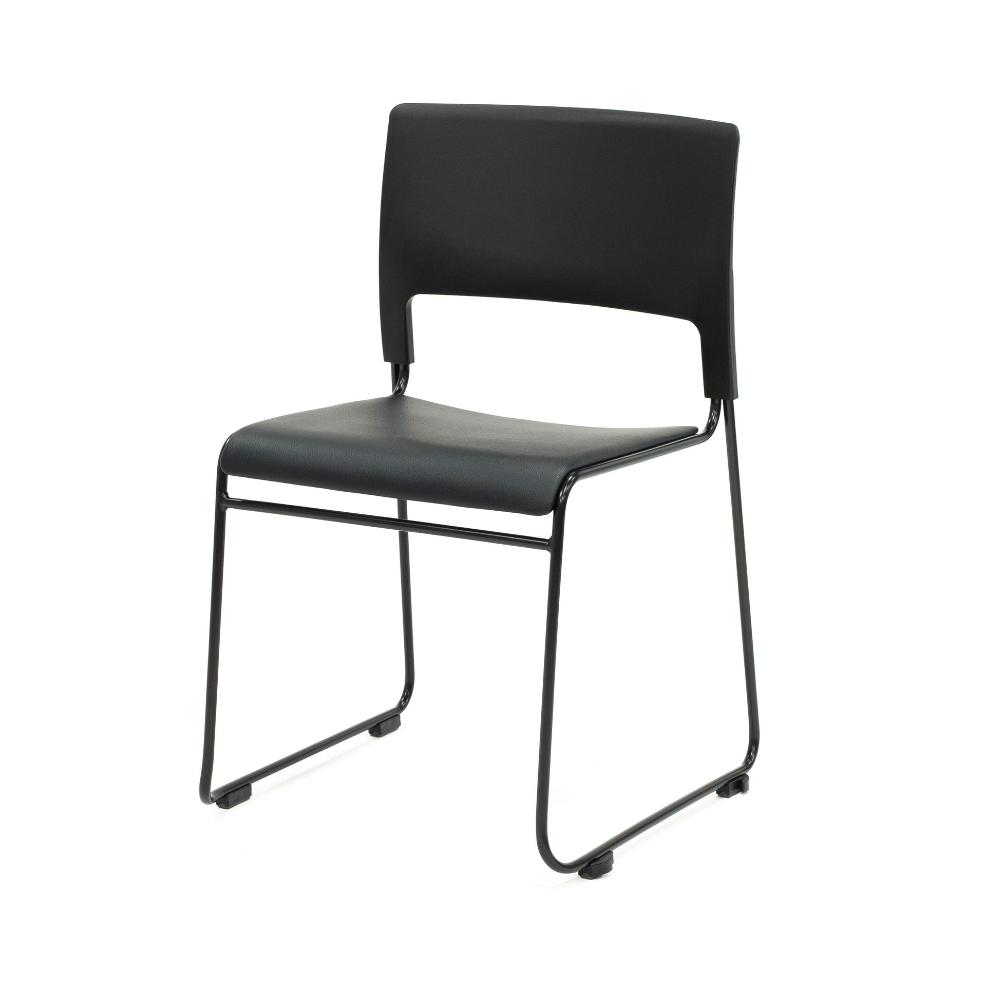 Apollo Sled Base Stacking Chair Black With Upholstered Seat Pad