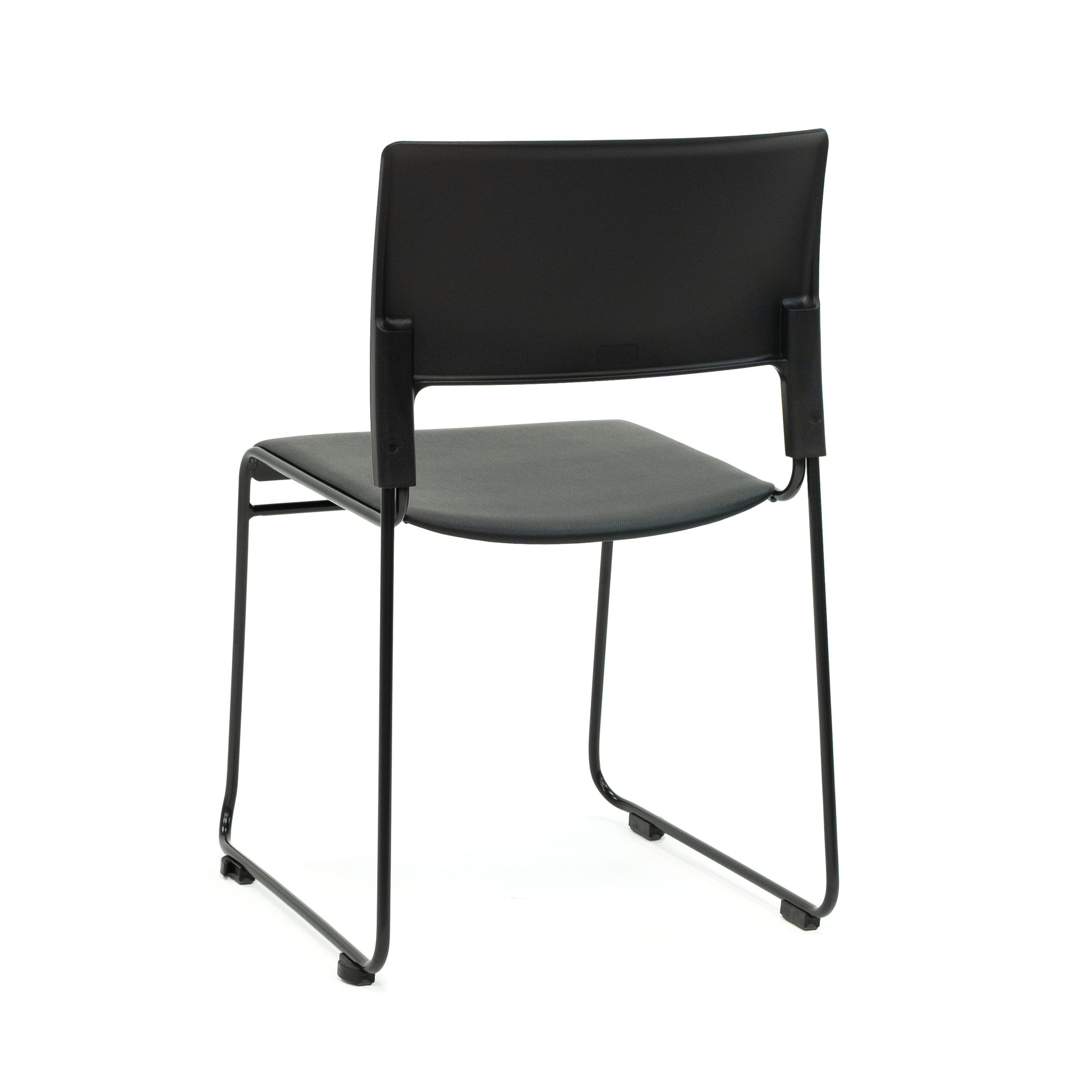 Apollo Sled Base Stacking Chair Black With Upholstered Seat Pad-3