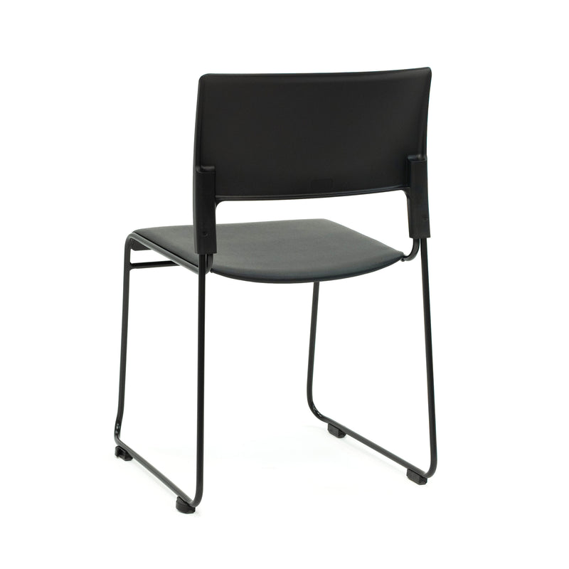 Apollo Sled Base Stacking Chair Black With Upholstered Seat Pad-3
