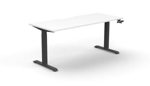 Rapidline Boost Crank manual height adjustable single sided workstation, E0 rated Natural White top on a black satin powdercoated frame. Supplied product image for model BC1P1275 NW/BL. View 1.