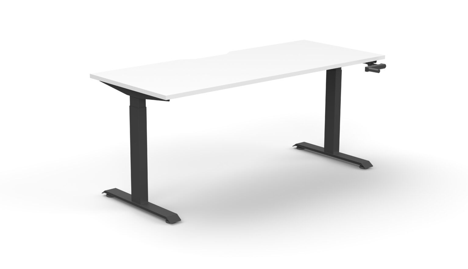 Rapidline Boost Crank manual height adjustable single sided workstation, E0 rated Natural White top on a black satin powdercoated frame. Supplied product image for model BC1P1575 NW/BL. View 1.