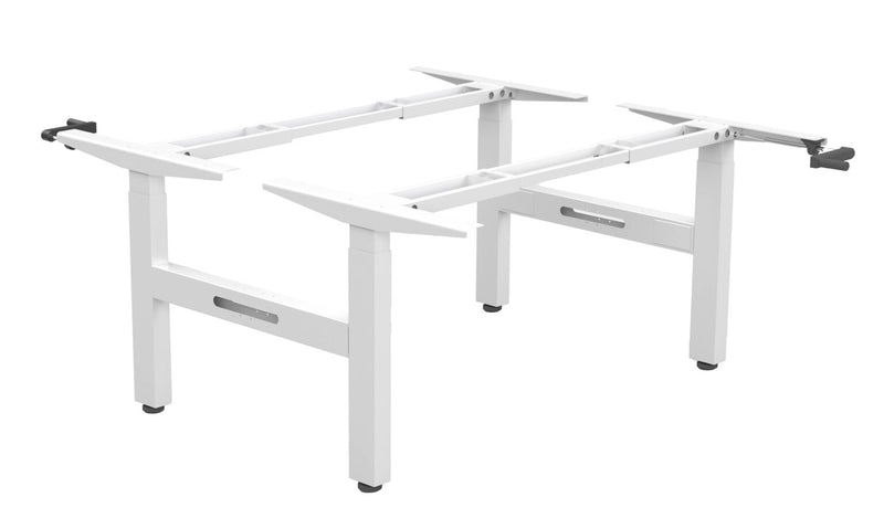 Rapidline Boost Crank manual height adjustable workstation frame finished in white satin powdercoat. Supplied product image for model BCF-BTBF1218 WS. View 1.