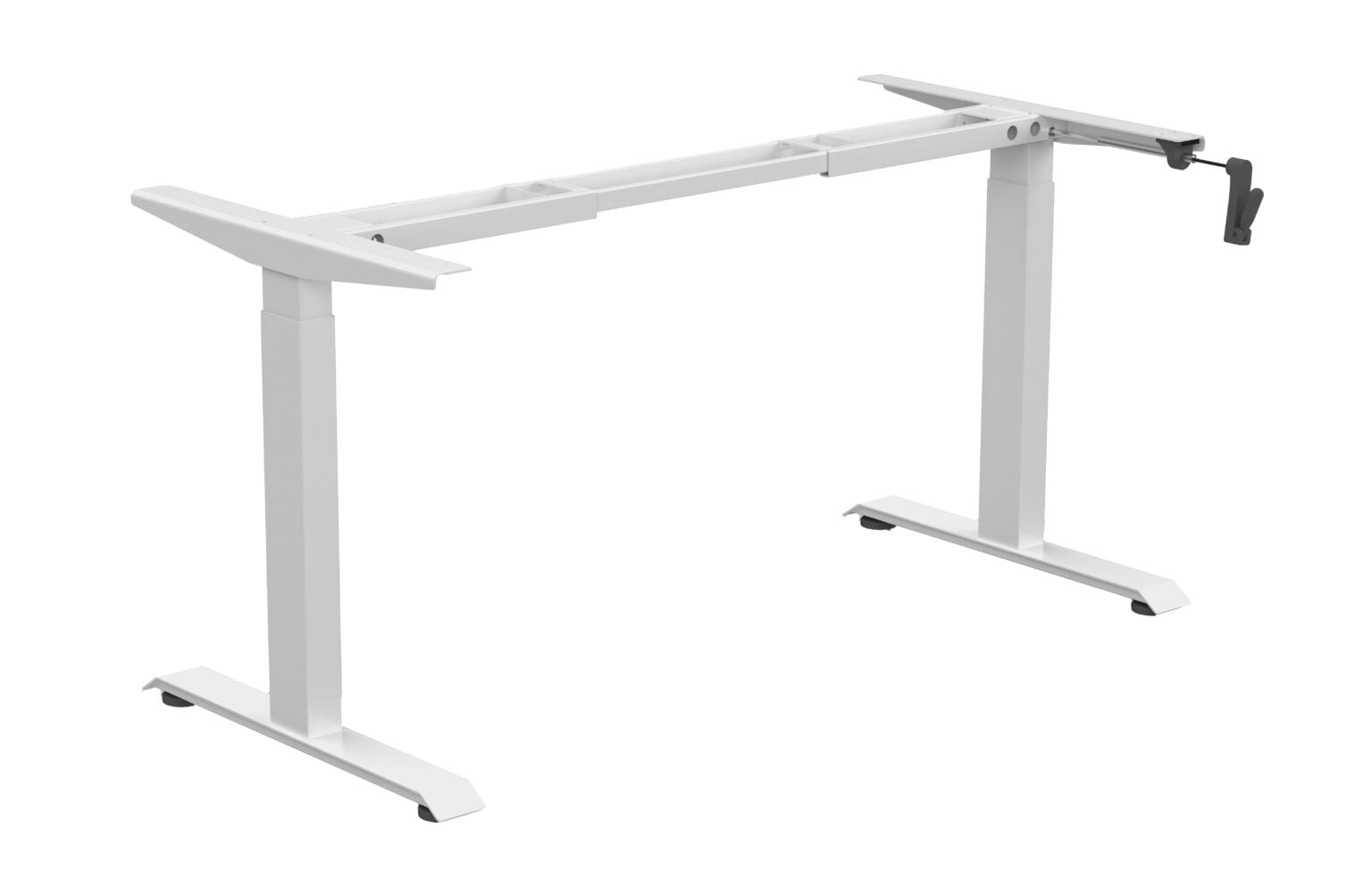 Rapidline Boost Crank manual height adjustable workstation frame finished in white satin powdercoat. Supplied product image for model BCF-SF1218 WS. View 1.