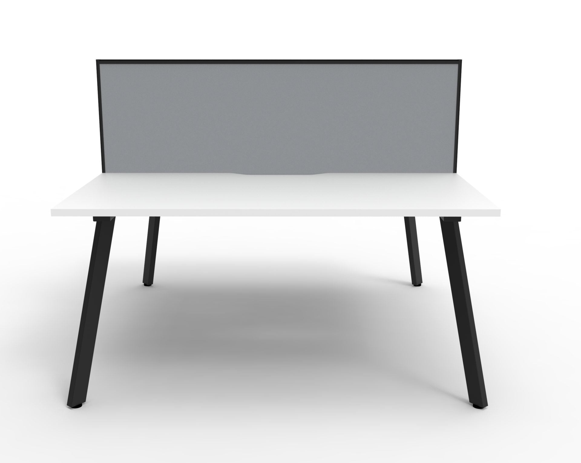Rapidline Eternity back to back workstation with screen for two people in Natural White and Black Satin. Rapidline range image supplied for model D-ELD4P1575 NW/BL. View 2.
