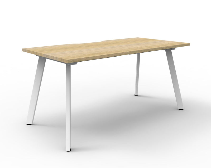 Rapidline Eternity single sided workstation for one person in Natural Oak and White Satin. Rapidline range image supplied for model D-ELSWS4P1275 NO/WS. View 2.
