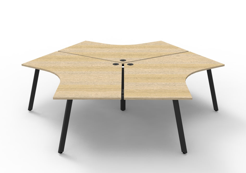 Rapidline Deluxe Infinity 120 degree workstation in Natural Oak and Black. Supplied product image for model D-IEL3P120D NO/BL.