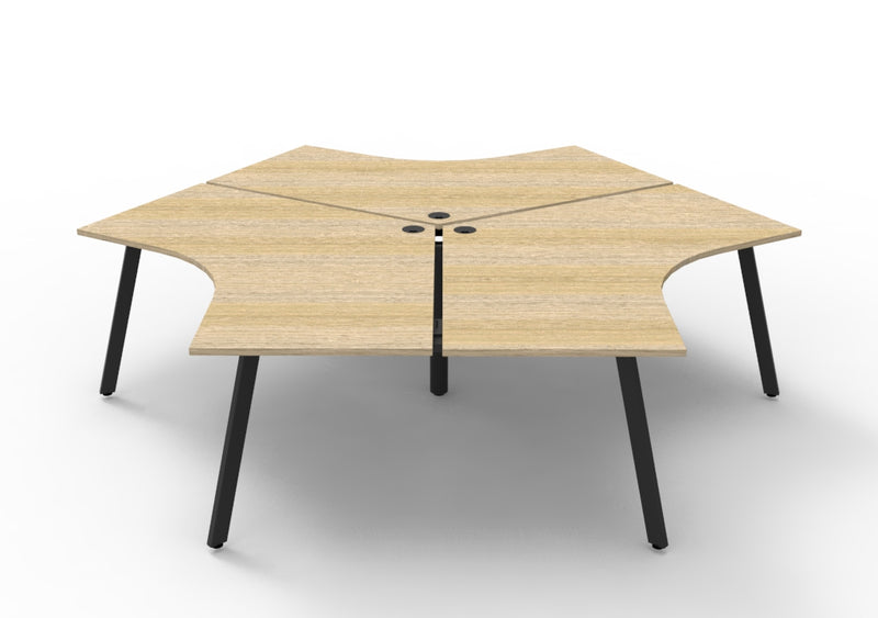 Rapidline Deluxe Infinity 120 degree workstation in Natural Oak and Black. Supplied product image for model D-IELWS3P120D NO/BL.