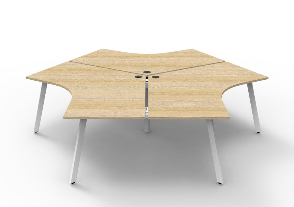 Rapidline Deluxe Infinity 120 degree workstation in Natural Oak and White. Supplied product image for model D-IEL3P120D NO/WS.