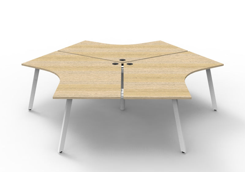 Rapidline Deluxe Infinity 120 degree workstation in Natural Oak and White. Supplied product image for model D-IEL3P120D NO/WS.