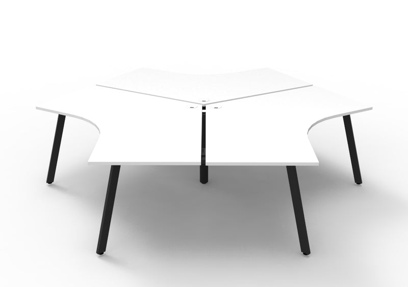 Rapidline Deluxe Infinity 120 degree workstation in Natural White and Black. Supplied product image for model D-IELWS3P120D NW/BL.
