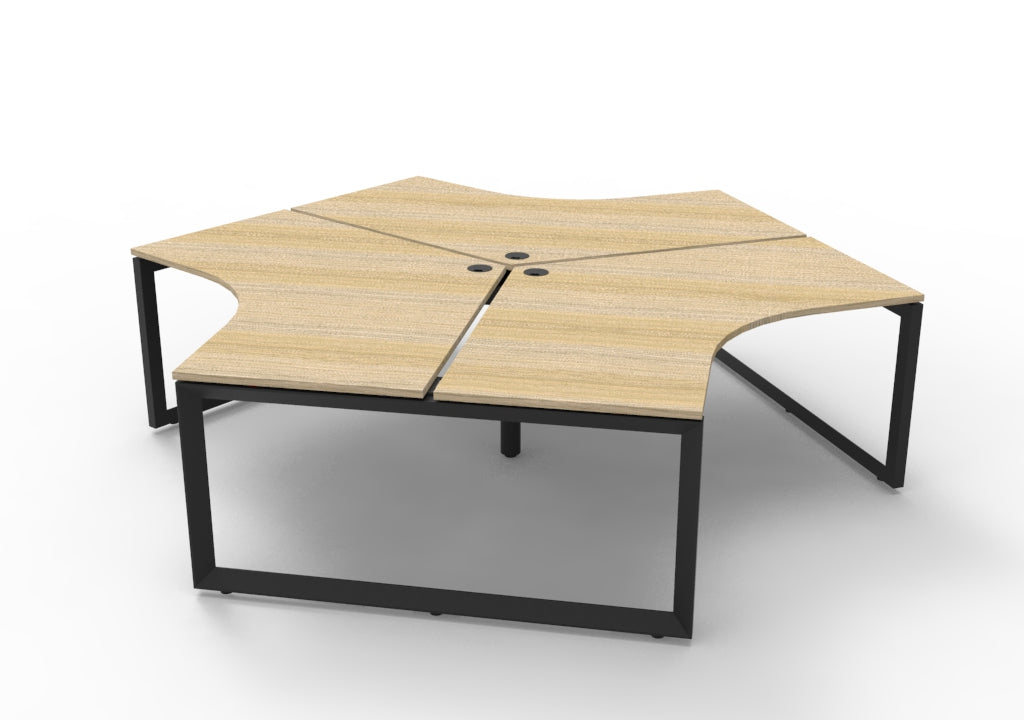 Rapidline Deluxe Infinity three person 120 degree workstation. Rapidline range image supplied for model D-ILLWS3P120D NW/BL, shown in another finish. View 2.