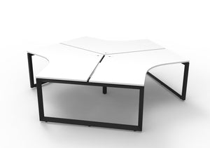 Rapidline Deluxe Infinity three person 120 degree workstation in Natural White and Black. Rapidline range image supplied for model D-ILLWS3P120D NW/BL. View 1.