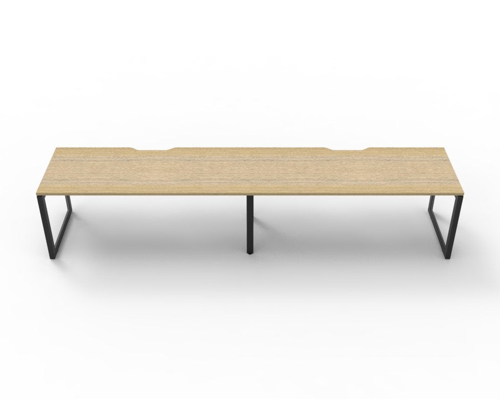 Rapidline Deluxe Infinity single sided bench workstation for two people. Rapidline range image supplied for model D-ILLS2P1575 NW/WS, shown in another finish. View 1.