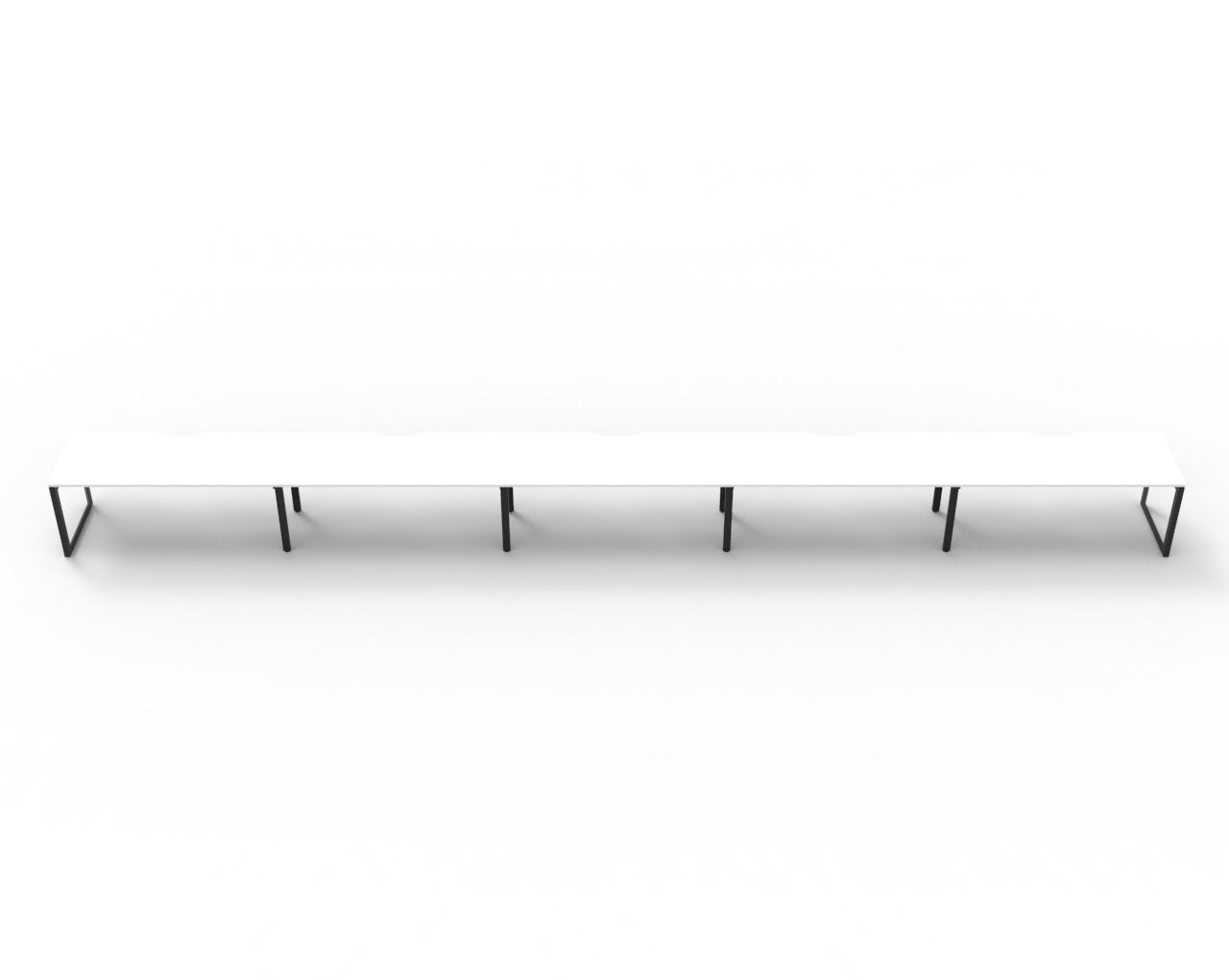 Rapidline Deluxe Infinity single sided bench workstation for five people. Rapidline range image supplied for model D-ILLS5P1275 NO/BL, shown in another finish. View 1.