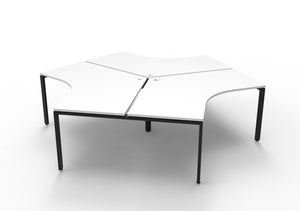 Rapidline Deluxe Infinity three person 120 degree workstation in Natural White and Black. Rapidline range image supplied for model D-IPLWS3P120D NW/BL. View 1.