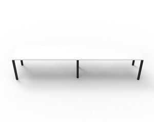 Rapidline Deluxe Infinity single sided bench workstation for two people. Rapidline range image supplied for model D-IPLS2P1275 NO/BL, shown in another finish. View 1.