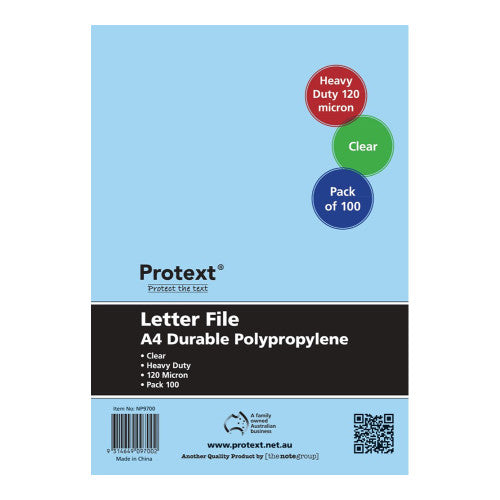 Protext Letter File A4 Polypropylene Clear L-Folder Pack 100 — front of pack