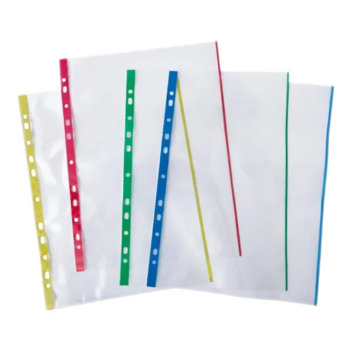 Protext Premium Extra Heavy Duty Sheet Protector A4 80 Micron Coloured Spine Pack 100 — coloured spine detail